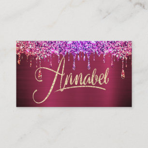 Annabel Pink Glitzer Tropfens Business Card Visitenkarte