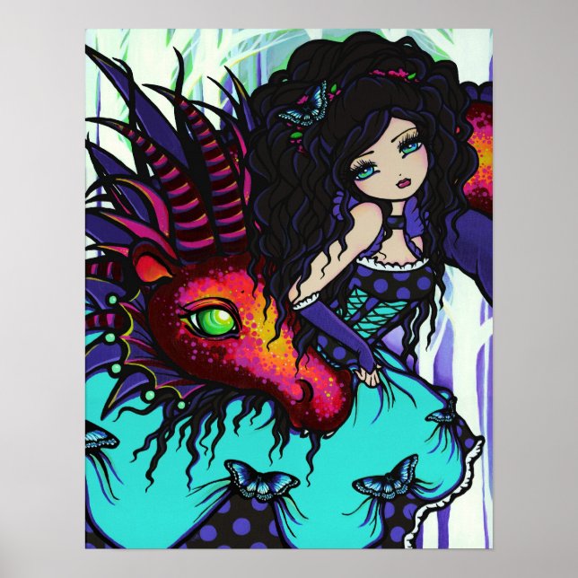 Annabelle & Jax Fairy Princess Dragon Fantasy Art Poster (Vorne)
