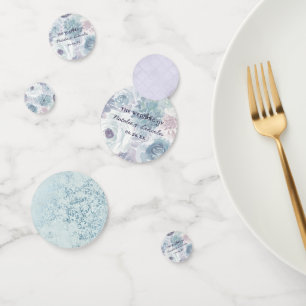 Annabelle Vintag Blue Floral Wedding Monogram Konfetti