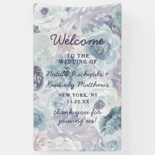 Annabelle Vintage Blaue Blumige Hochzeitsbegrüßung Banner