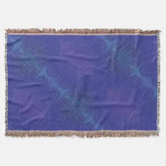 Annahme | Blue Indigo Violet Boho Medallions Decke (Vorderseite)