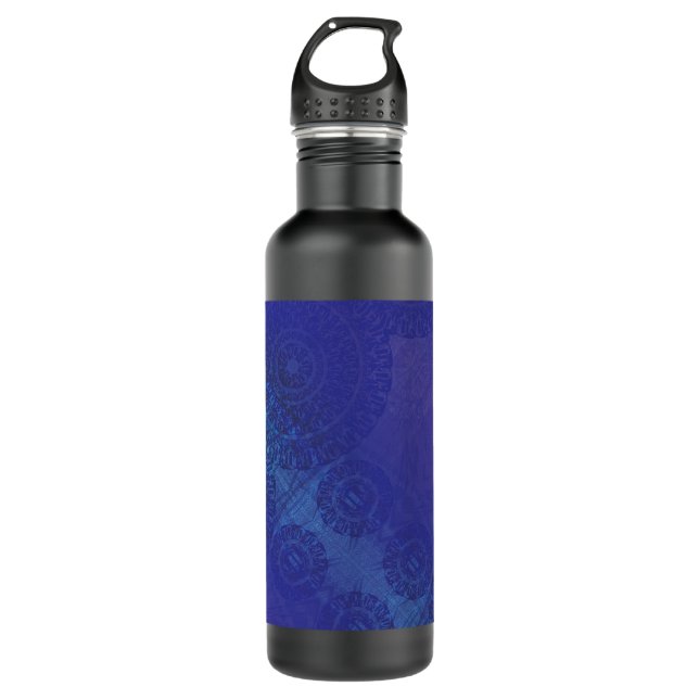 Annahme | Blue Indigo Violet Boho Medallions Edelstahlflasche (Vorderseite)