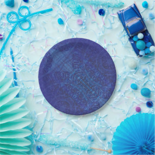 Annahme   Blue Indigo Violet Boho Medallions Pappteller