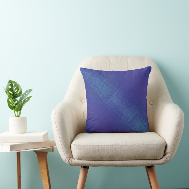 Annahme | Blue Indigo Violet Shibori Muster Kissen (Stuhl )