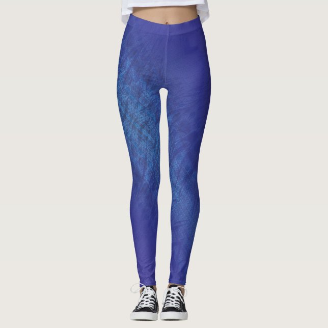 Annahme | Blue Indigo Violet Shibori Muster Leggings (Vorderseite)