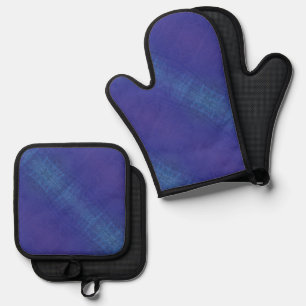Annahme Blue Indigo Violet Shibori Muster Ofenhandschuh & Topflappen-Set