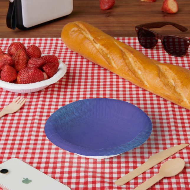 Annahme | Blue Indigo Violet Shibori Muster Pappteller (Picknick)