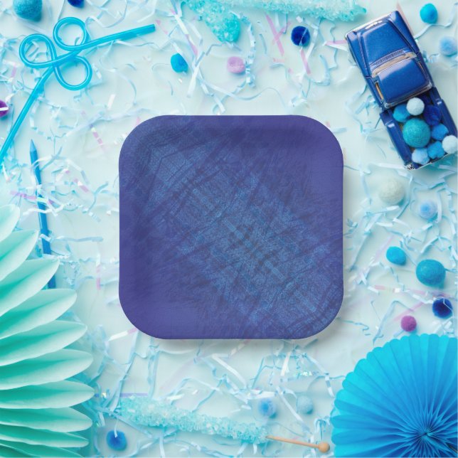 Annahme | Blue Indigo Violet Shibori Muster Pappteller (Party)