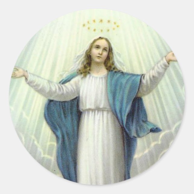 Annahme der gesegneten Jungfrau Mary Runder Aufkleber (Vorderseite)