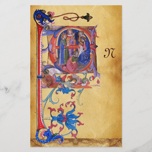 ANNAHME DES MONOGRAMM FÜR DAS PARCHMENT MAGI CHRIS BRIEFPAPIER (Vorderseite)