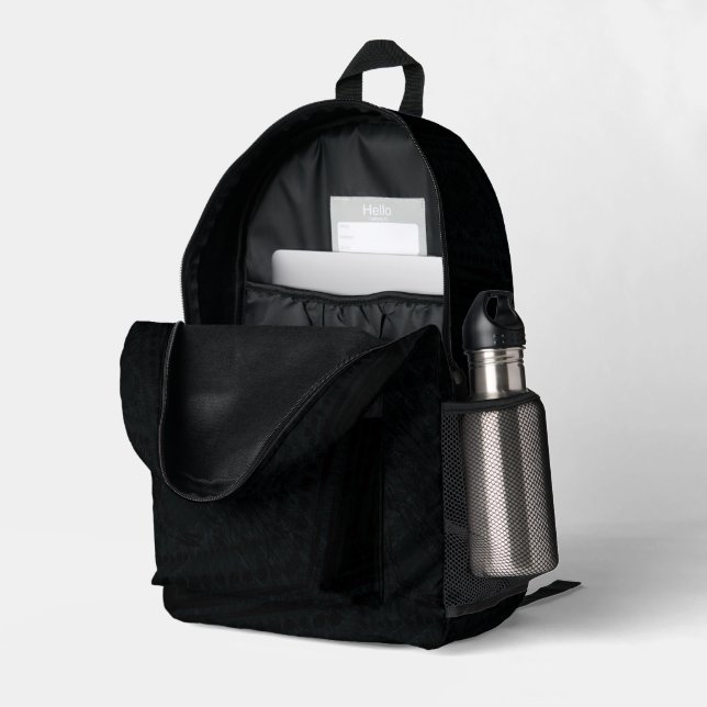 Annahme | dunkle geometrische Textur Bedruckter Rucksack (Rückseitige Ecke links (Offen) )