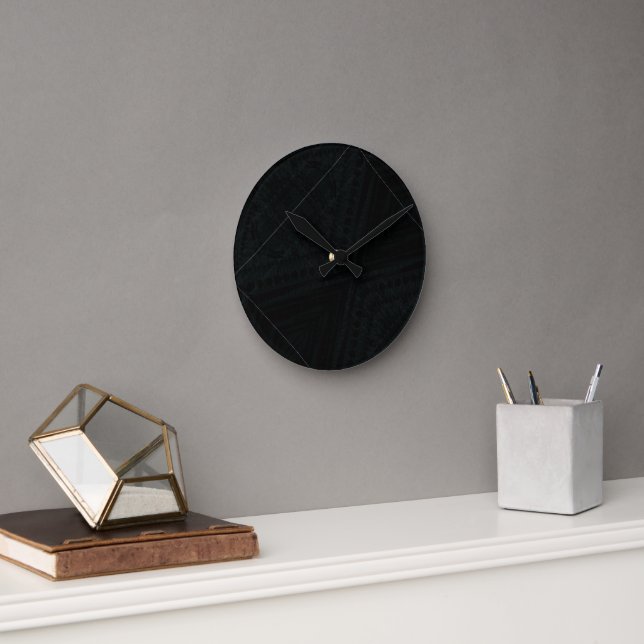 Annahme | dunkle geometrische Textur Runde Wanduhr (Büro)