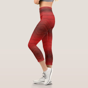 Annahme Red Eclectic Boho Pattern Capri Leggings