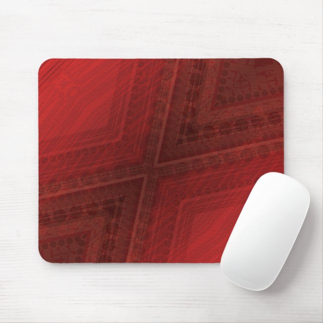 Annahme | Red Eclectic Boho Pattern Mousepad (Mit Mouse)