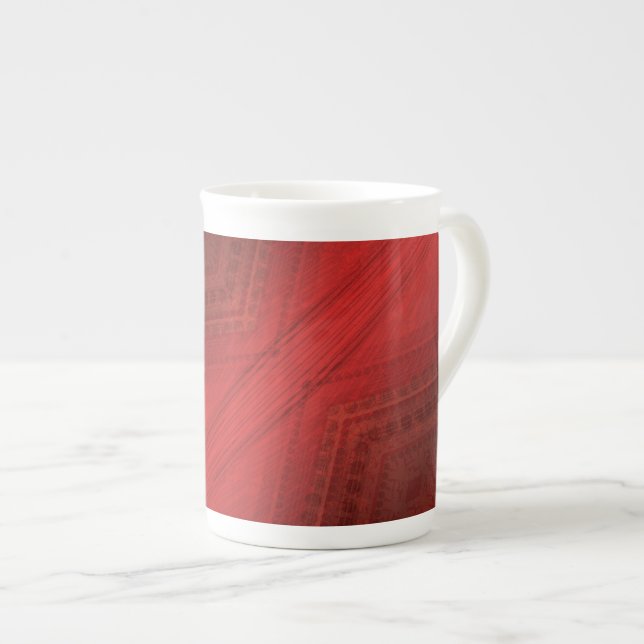 Annahme | Red Eclectic Boho Pattern Prozellantasse (Vorderseite Rechts)