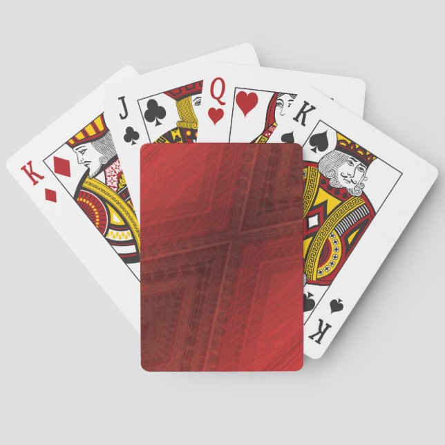 Annahme | Red Eclectic Boho Pattern Spielkarten (Rückseite)