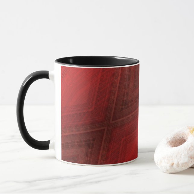 Annahme | Red Eclectic Boho Pattern Tasse (Mit Donut)
