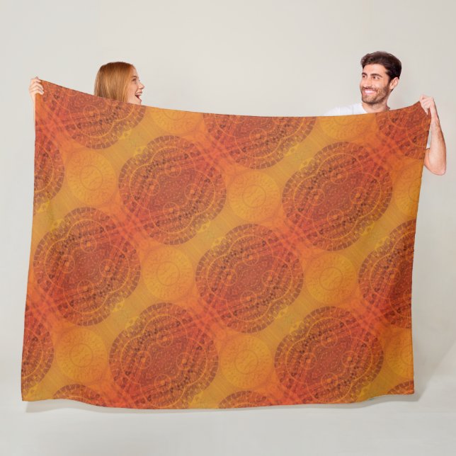 Annahme | Red Orange Yellow Boho Medallions Fleecedecke (Beispiel)