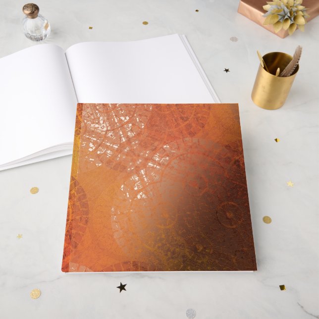 Annahme | Red Orange Yellow Boho Medallions Gästebuch (Vorderseite Offen)