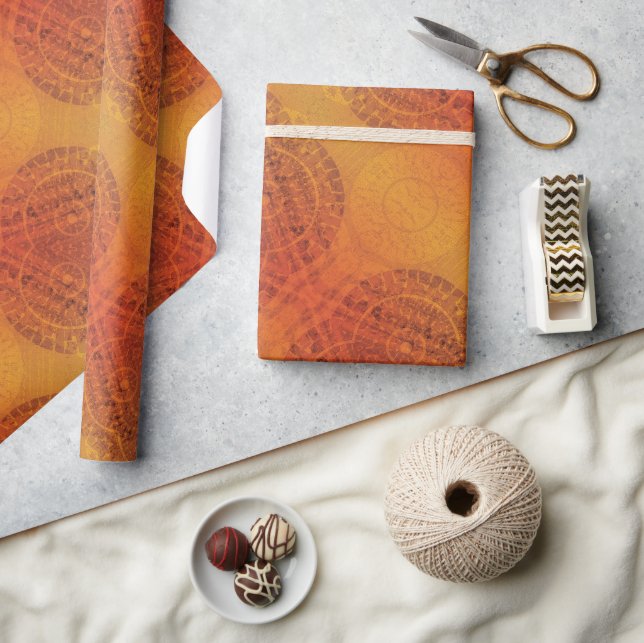 Annahme | Red Orange Yellow Boho Medallions Geschenkpapier (Kunsthandwerk)
