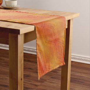 Annahme Red Orange Yellow Shibori Muster Kurzer Tischläufer