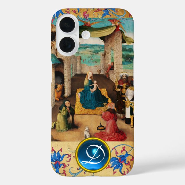 ANNAHME VON MAGI CHRISTMAS PARCHMENT GEM MONOGRAM iPhone 16 HÜLLE (Rückseite)