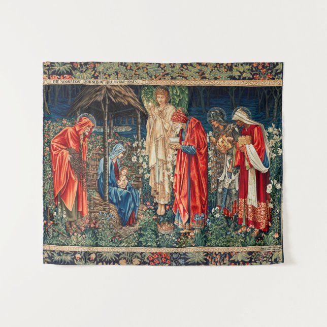 ANNAHME VON MAGI Morris, Burne-Jones Weihnachten Wandteppich (Vorderseite (Horizontal))