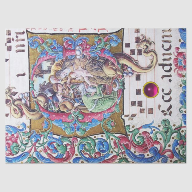 ANNAHME VON MAGI , NATIVITÄTSMONOGRAMM MIT DOLPHIN SEIDENPAPIER (Vorderseite)
