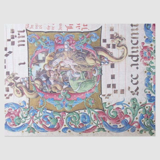 ANNAHME VON MAGI , NATIVITÄTSMONOGRAMM MIT DOLPHIN SEIDENPAPIER (Vorderseite)