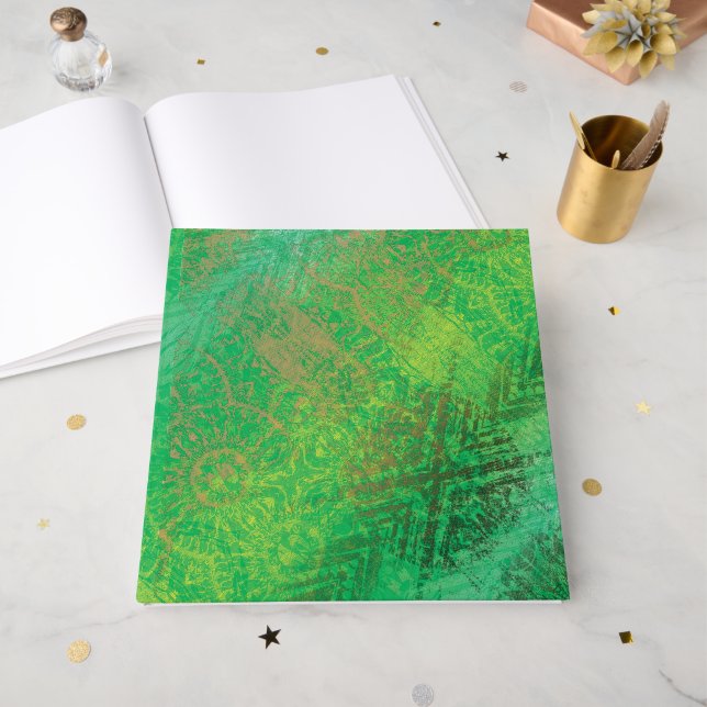 Annahme | Yellow Green Blue Boho Medallions Gästebuch (Vorderseite Offen)