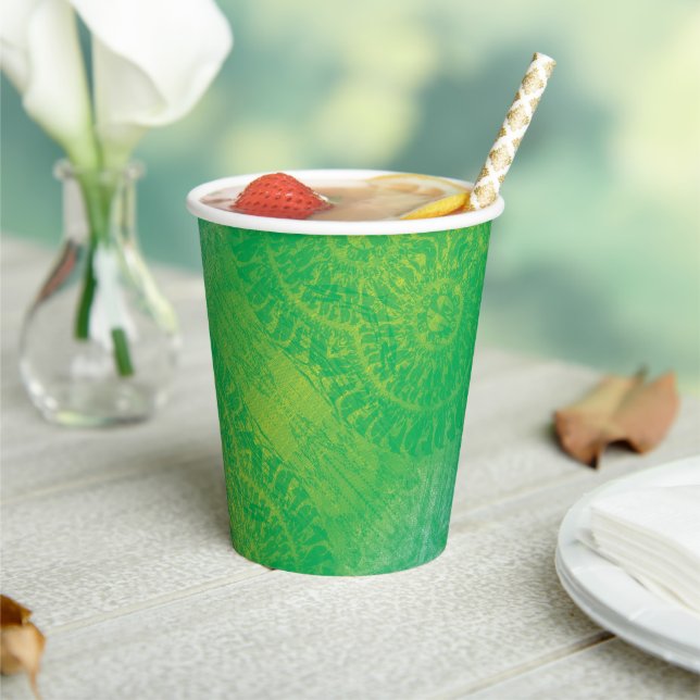 Annahme | Yellow Green Blue Boho Medallions Pappbecher (In Situ)