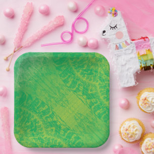 Annahme   Yellow Green Blue Boho Medallions Pappteller