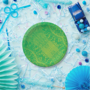 Annahme Yellow Green Blue Boho Medallions Pappteller