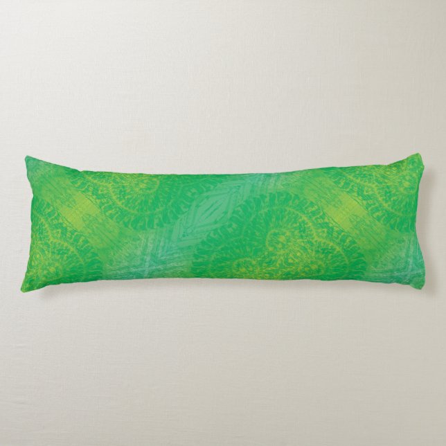 Annahme | Yellow Green Blue Boho Medallions Seitenschläferkissen (Vorderseite)
