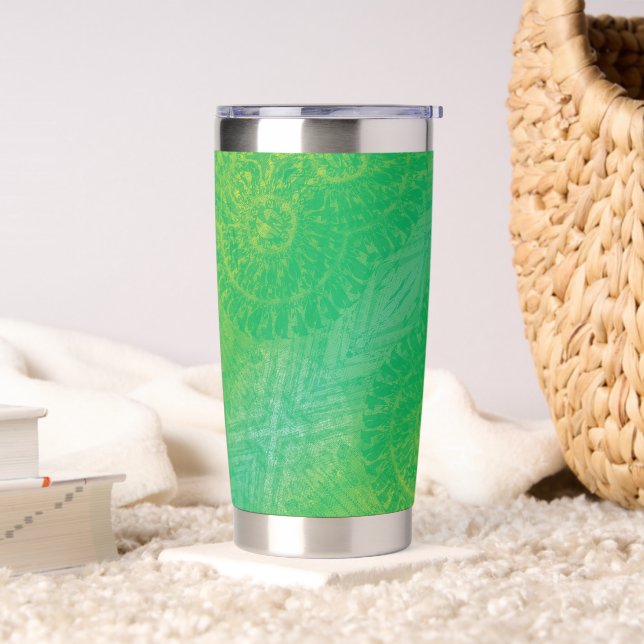 Annahme | Yellow Green Blue Boho Medallions Thermobecher (Wohnzimmer)