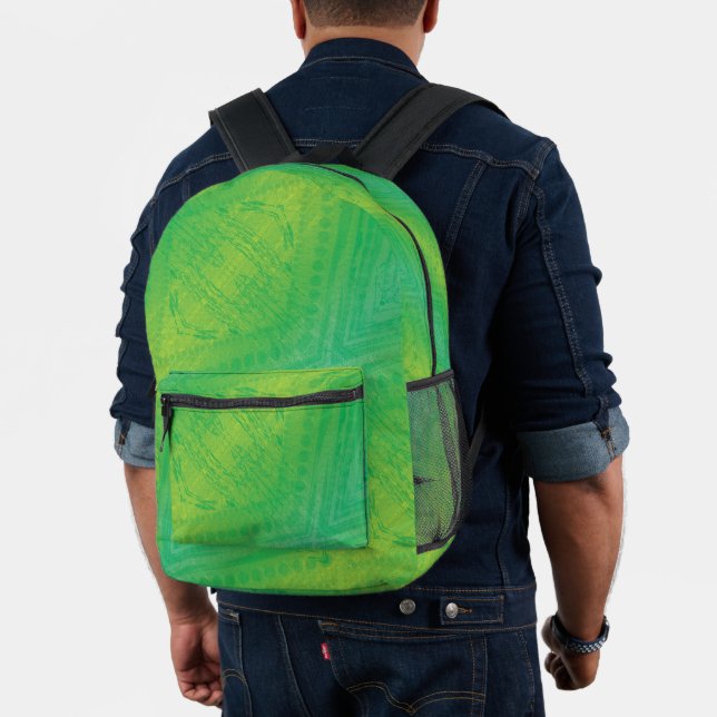 Annahme | Yellow Green Blue Shibori Muster Bedruckter Rucksack (Insitu (Modell))