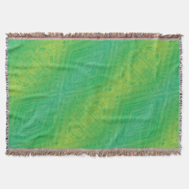 Annahme | Yellow Green Blue Shibori Muster Decke (Vorderseite)