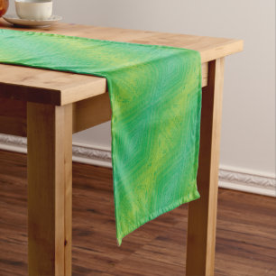 Annahme Yellow Green Blue Shibori Muster Kurzer Tischläufer