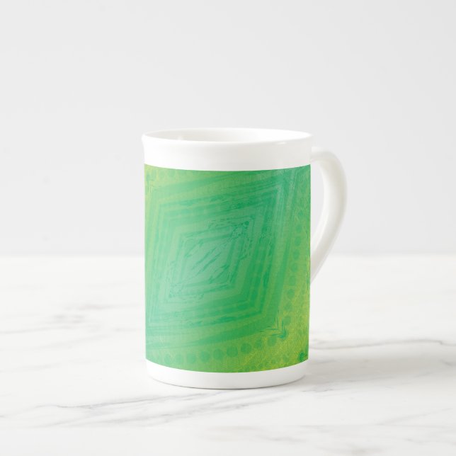 Annahme | Yellow Green Blue Shibori Muster Prozellantasse (Vorderseite Rechts)