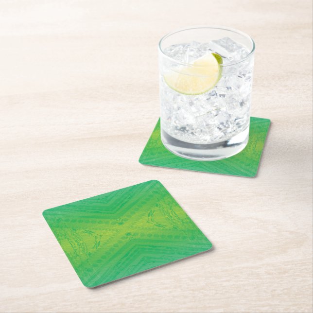 Annahme | Yellow Green Blue Shibori Muster Rechteckiger Pappuntersetzer (Vor Ort)
