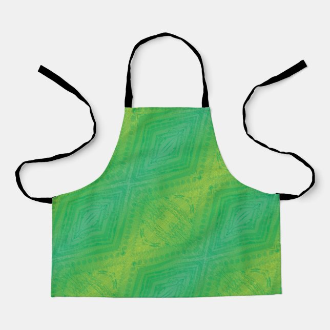 Annahme | Yellow Green Blue Shibori Muster Schürze (Vorderseite)