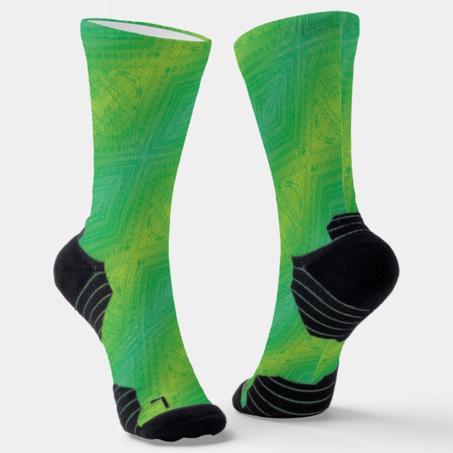 Annahme | Yellow Green Blue Shibori Muster Socken (Gewinkelt)