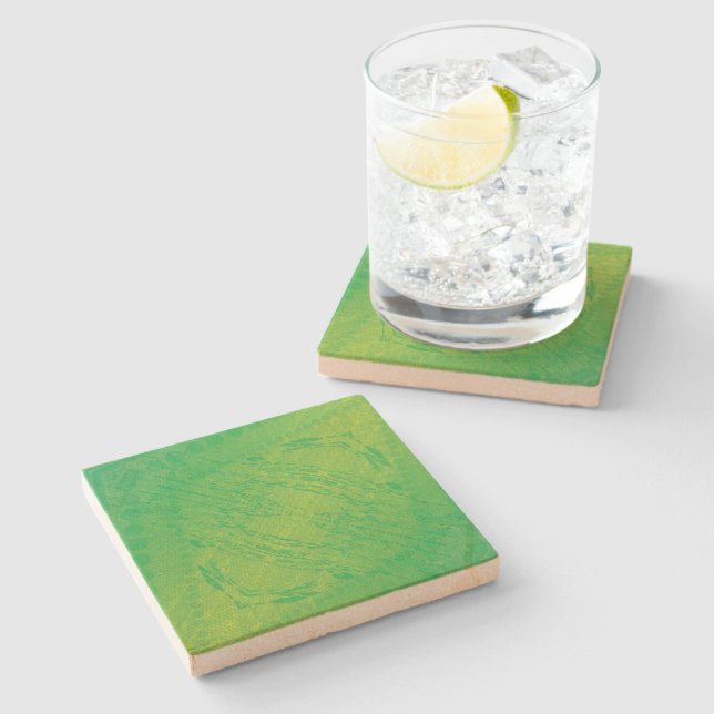 Annahme | Yellow Green Blue Shibori Muster Steinuntersetzer (Seitenansicht)