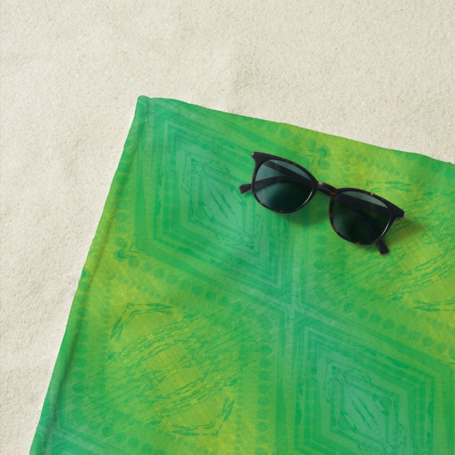 Annahme | Yellow Green Blue Shibori Muster Strandtuch (Beispiel)