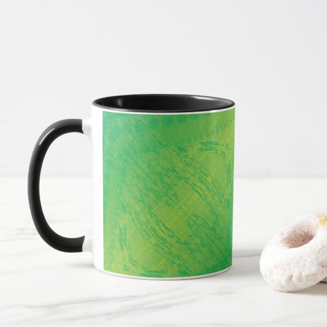 Annahme | Yellow Green Blue Shibori Muster Tasse (Mit Donut)