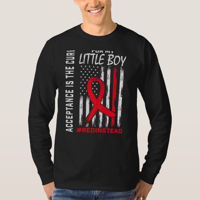 Annahmestelle Rot tragen statt Autismus Son T-Shirt (Vorderseite)