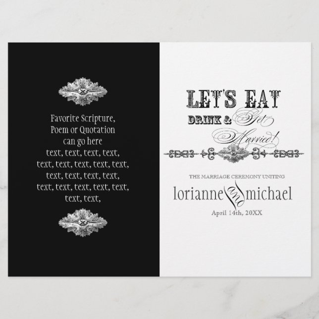 AnnaLiese Damast - Formales Hochzeitsprogramm (Vorderseite)