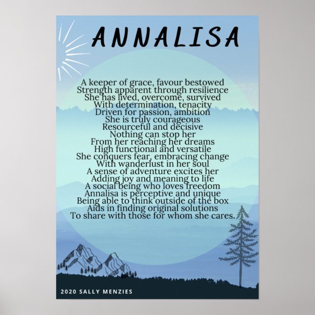 "Annalisa" Name Gedicht Poster (Vorne)