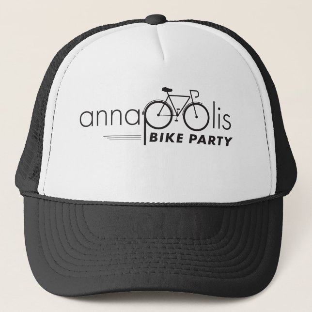 Annapolis Bike Party Hat Black Logo Truckerkappe (Vorderseite)