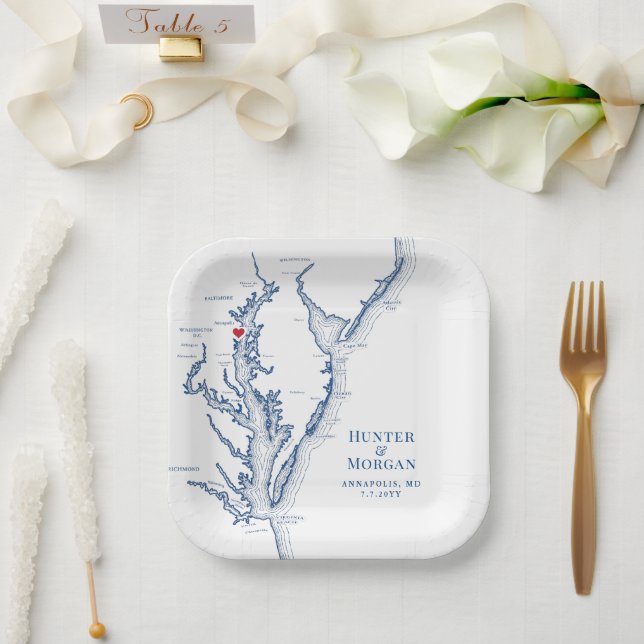 Annapolis Chesapeake Bay Wedding Party Pappteller (Hochzeit)